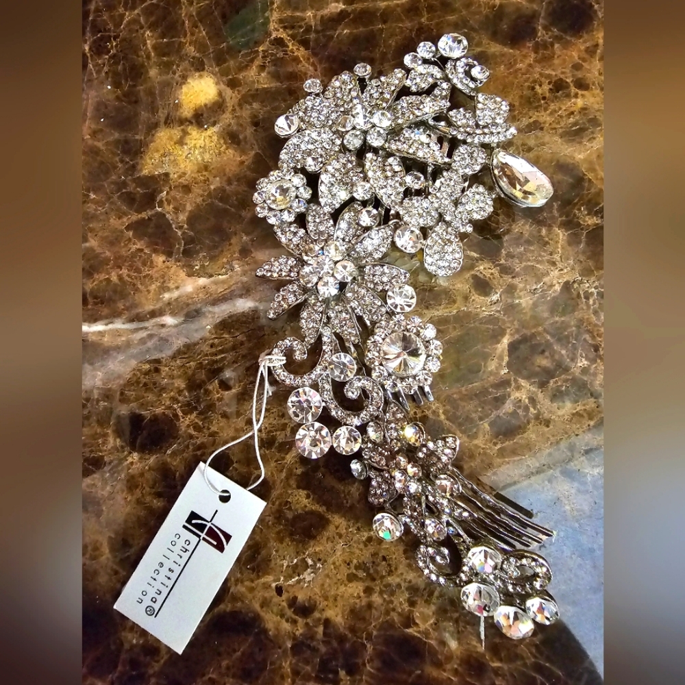 New with tags Christina Collection Silver Crystals Hair Comb Jewelry
